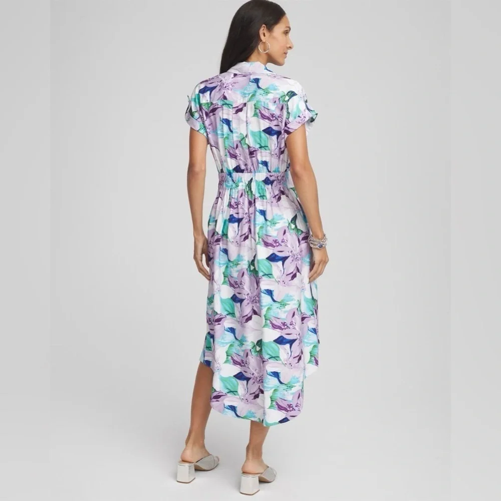 Chico's Hammered Rayon Midi Floral
Shirtdress - Picture 3 of 11